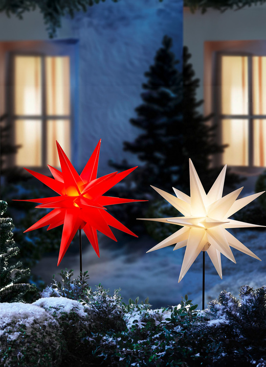 Buitendecoraties - Kerstster met grondpin, in Farbe GEEL Ansicht 1