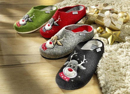 Slippers met wolvilt bovenwerk