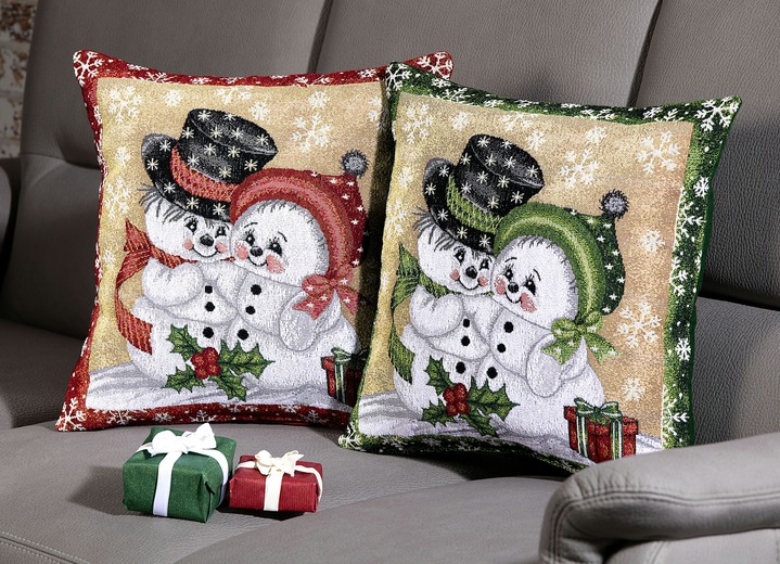 Kerstdecoraties - Kussenslopen, set van 2, met ritssluiting, in Farbe 1X ROOD, 1X GROEN