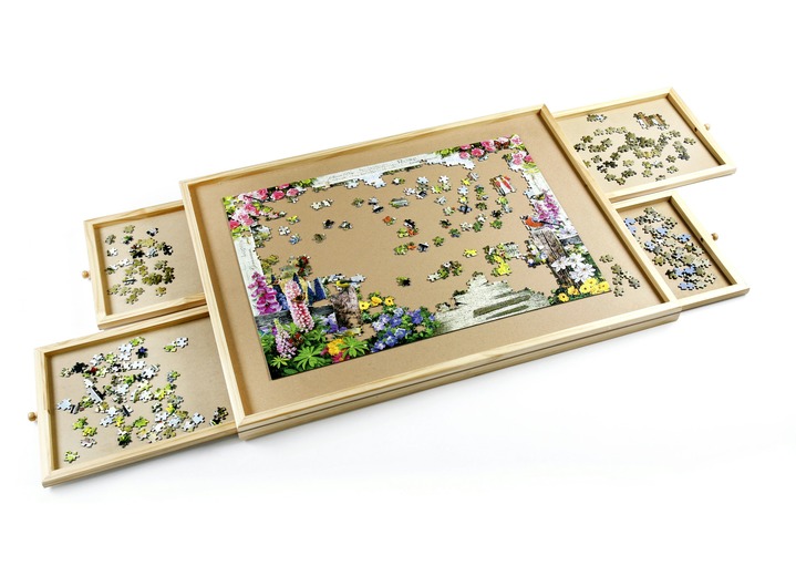 - LED-puzzeltafel met lades en uitklapbare poten, in Farbe BRUIN Ansicht 1