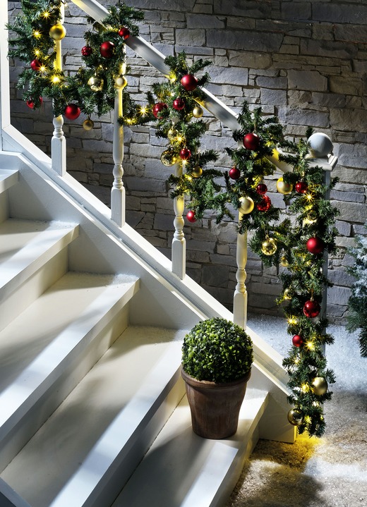 Kerstmis - Sparrenslinger met kerstverlichting gemaakt van 80 LED's, in Farbe GROEN