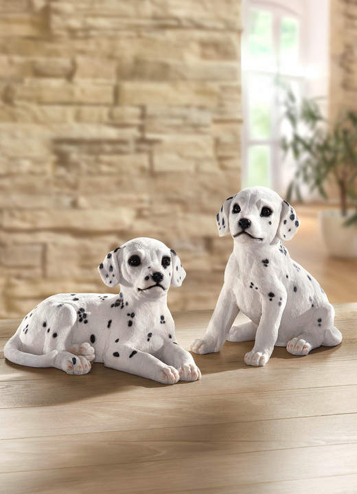 - Dalmatiër van kunststeen en kunsthars, in Farbe WIT-ZWART, in Ausführung Dalmatiër, zittend