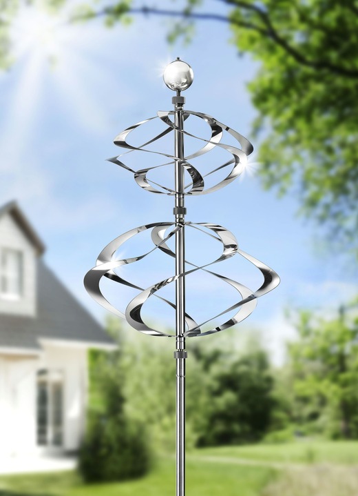 Tuindecoraties - Met de hand gemaakte decoratieve windmolen van roestvrij staal, in Farbe ZILVER