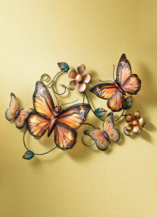 Muurdecoratie 'Vlinders', van metaal