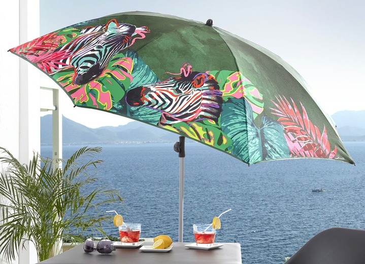 Zon bescherming - Parasol met uv-bescherming 50+, van Doppler, in Farbe MULTICOLOR, in Ausführung Sonnenschirm Zebra Ansicht 1