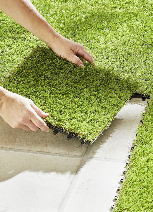 Terras vloer - Polypropyleen gazontegels, set van 10, in Farbe GROEN Ansicht 1