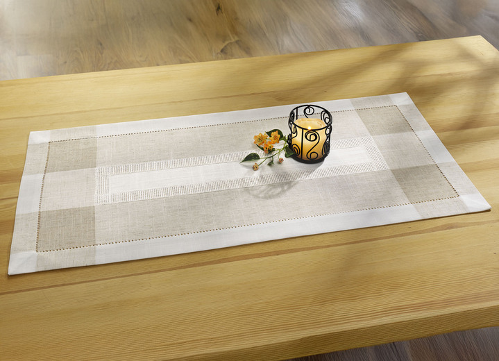 Tafellakens - Klassieke tafel- en kamerdecoratie met linnen, in Größe 101 (loper, 30 x 70 cm) bis 404 (Kussensloop, 40 x 40 cm), in Farbe ECRU-BEIGE Ansicht 1