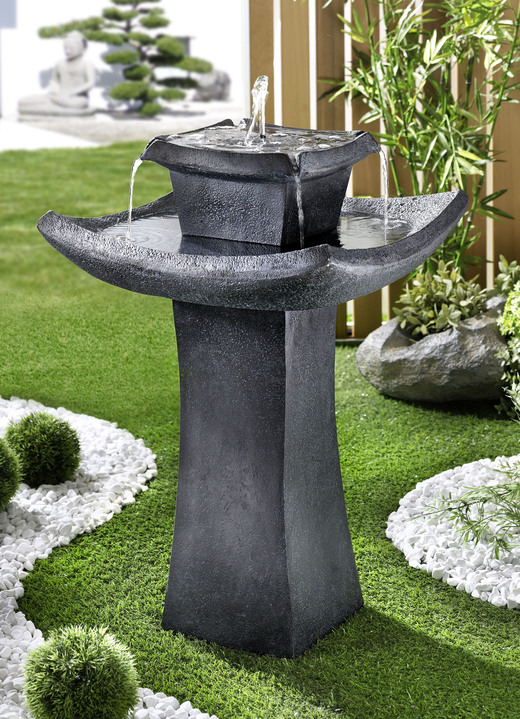 - Zonnefonteinpagode met een bedrieglijk echte steenlook, in Farbe GRIJS Ansicht 1