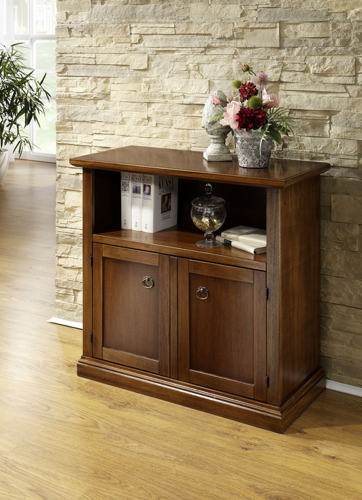 Vitrines - Meubelset van deels massief hout, in Farbe OKKERNOOT, in Ausführung Tv-commode Ansicht 1