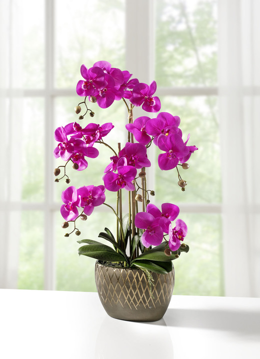 Kunst- & textielplanten - Orchidee in pot, in Farbe FUCHSIA