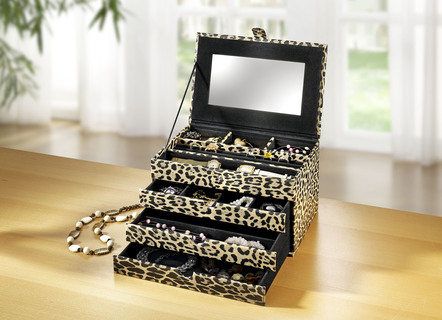 Sieradenkoffer met luipaardprint-look