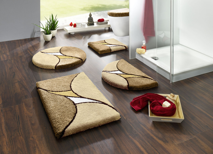 - Badmatten geschikt voor vloerverwarming, in Größe 100 (matje, halfrond 50 x 80 cm) bis 112 (toiletdekselafdekking, 47 x 50 cm), in Farbe BRUIN Ansicht 1