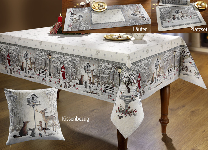 Tafellakens - Tafel- en kamerdecoratie van gobelin, in Größe 100 (2 placemats, 33 x 45 cm) bis 404 (Kussensloop, 45 x 45 cm), in Farbe CRÈME
