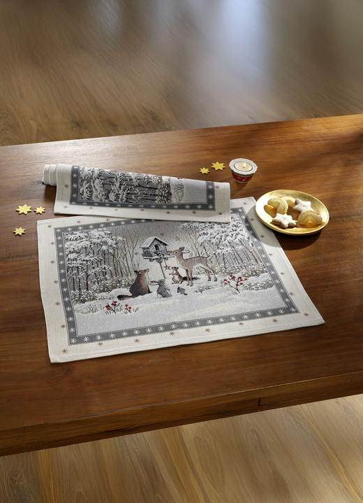Tischdecken - 2 Platzsets, in Größe 100 (2 Platzsets, 33x 45 cm) bis 404 (Kissenbezug, 45x 45 cm), in Farbe CREME Ansicht 1