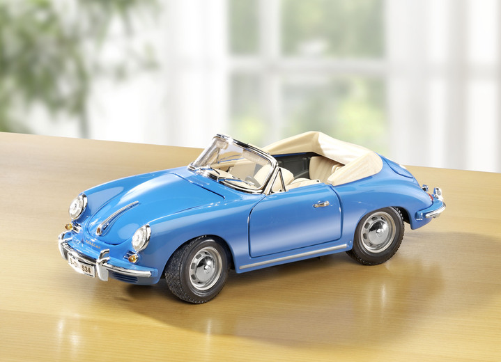 - Porsche 356B Cabriolet van Bburago, in Farbe BLAUW