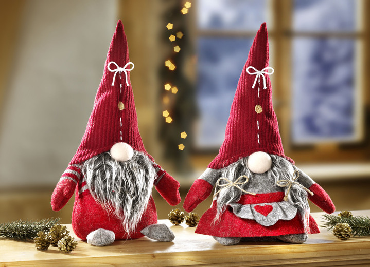 - Kabouter, set van 2, in Farbe ROOD-GRIJS