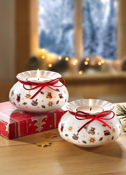 - Theelichthouder van porselein, van Villeroy & Boch, in Farbe WIT-ROOD Ansicht 1