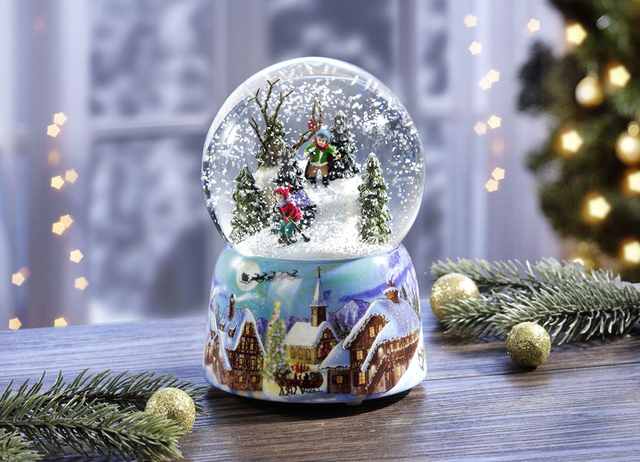 Kerstmis - Sneeuwbol met mechanisch mechanisme, in Farbe BLAUW-WIT-ROOD Ansicht 1