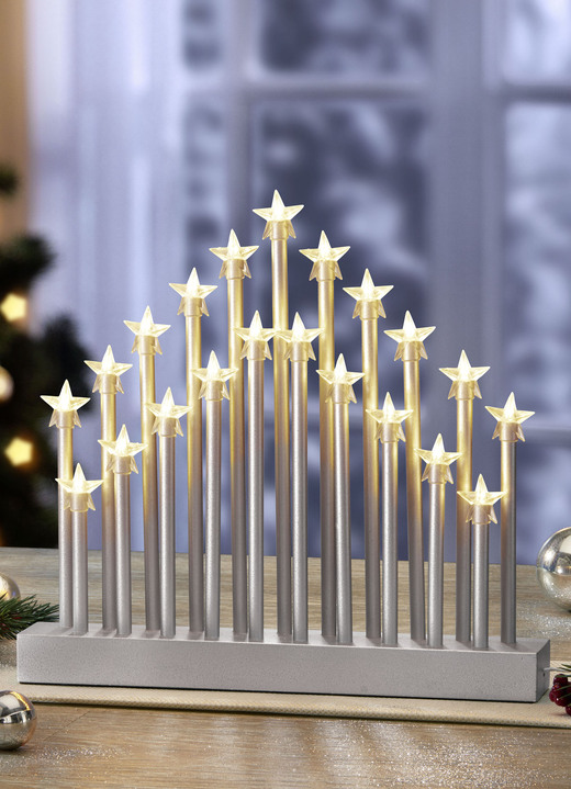 Kerstdecoraties - LED-kroonluchter, 21 lampjes, in Farbe ZILVER