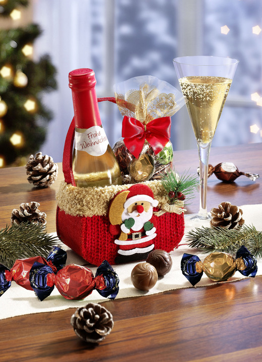 - Weihnachts-Täschchen mit süßer Füllung und Secco, in Farbe BUNT
