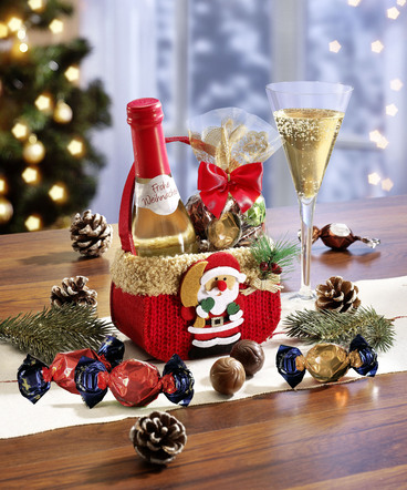 Weihnachts-Täschchen mit süßer Füllung und Secco