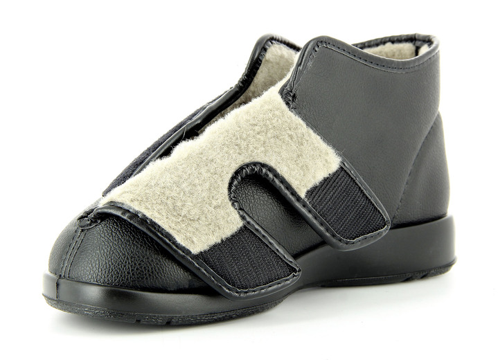 Gezondheidsschoenen - Florett klittenbandschoen voor dames en heren, in Größe 037 bis 047, in Farbe ZWART, in Ausführung Binnenvoering 100% lamswol Ansicht 1