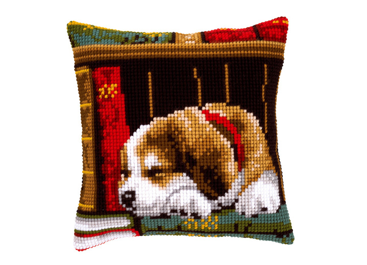 - Borduurkussen hond met accessoires, in Farbe MULTICOLOR
