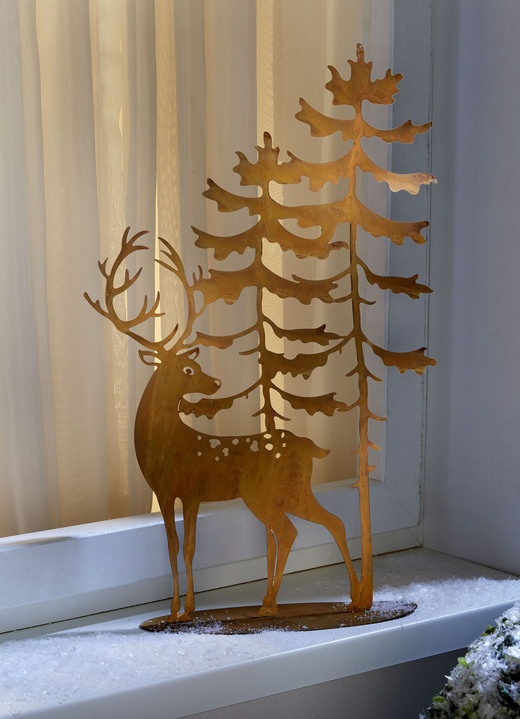 Wintertuin - Decoratief silhouet hert gemaakt van roestkleurig geverfd metaal, in Farbe ROEST