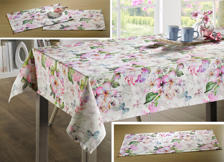 Tafellakens - Bloemenkamerdecoratie gemaakt van 70% katoen, in Größe 101 (2 x placemats, 35 x 50 cm) bis 404 (Kussensloop, 40 x 40 cm), in Farbe MULTICOLOR Ansicht 1