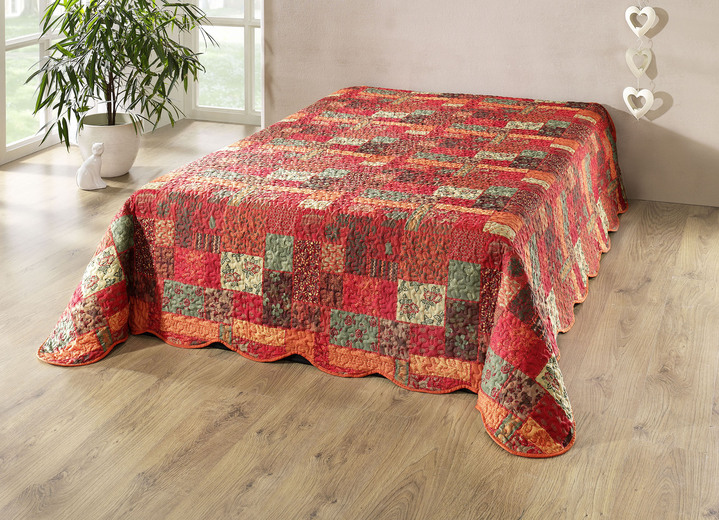 - Sprei en kussenslopen in moderne patchwork-look met effen achterkant, in Größe 873 (Eenpersoonsbed, 140 x 210 cm ) bis 914 (tweepersoonsbed, 280x210 cm), in Farbe TERRA-MEERKLEURIG Ansicht 1