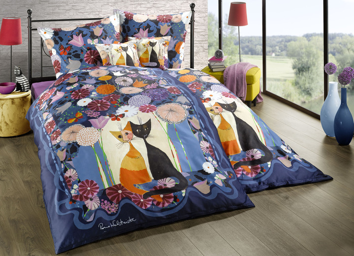 Beddengoed - Beddengoedset met Rosina Wachtmeister-motief, in Größe 112 (80 x 80 cm + 135 x 200 cm) bis 404 (40x40 cm, sierkussen), in Farbe MARINEBLAUW Ansicht 1