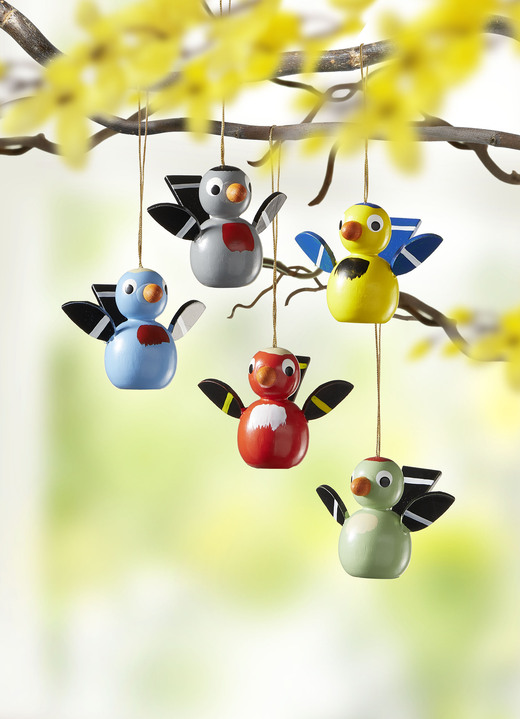 Pasen - Houten vogelhanger, set van 5, in Farbe MULTICOLOR
