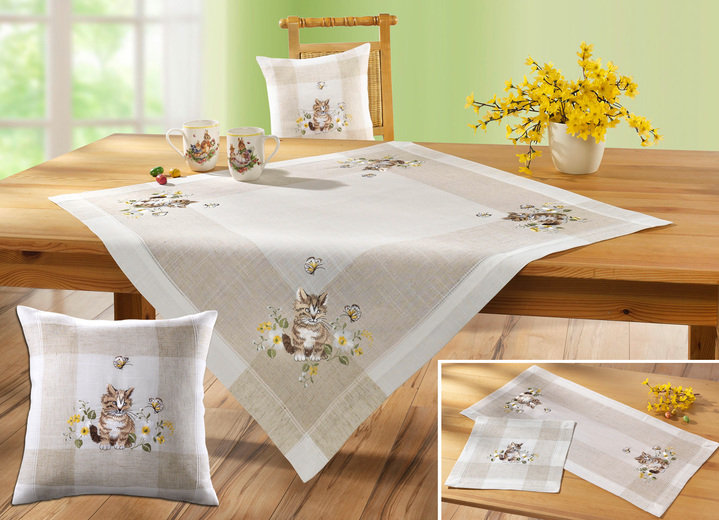 Tafellakens - Tafel- en kamerdecoratie met uilenmotief, in Größe 102 (loper, 40 x 85 cm) bis 404 (Kussensloop, 40 x 40 cm), in Farbe SECT-MEERKLEURIG