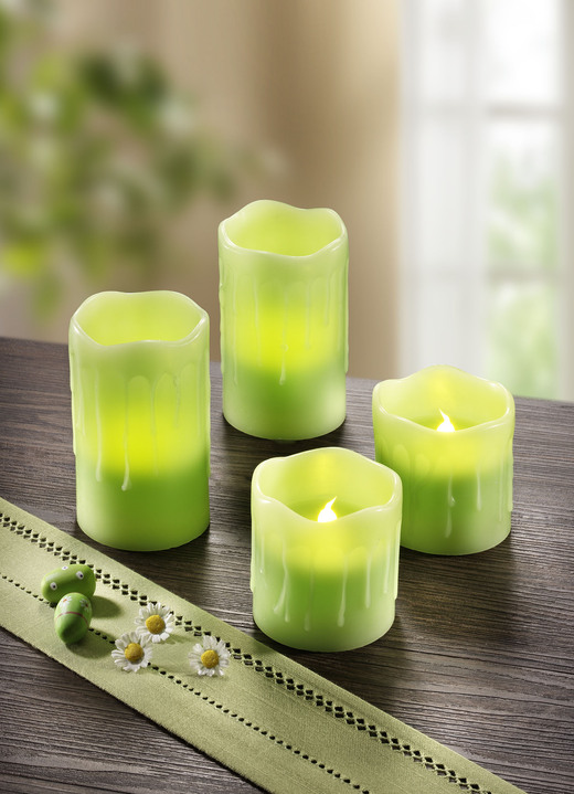 - LED echte wax kaarsen met geur, in Farbe GROENTE, in Ausführung Set van 2, groen met appelgeur