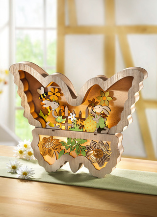 Verlichte houten vlinder