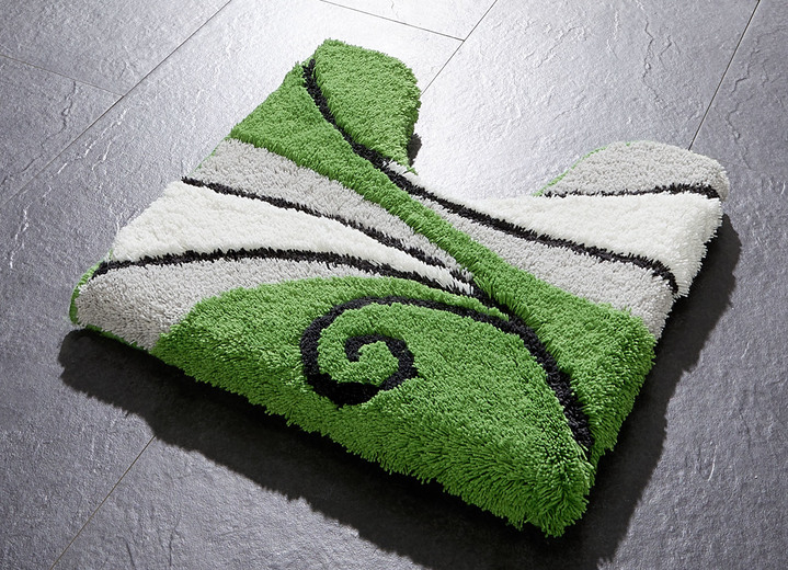 - Badkamerset met latex-gecoate, antislip TPR-achterkant, in Größe 100 (matje, halfrond 50 x 80 cm) bis 112 (toiletdekselafdekking, 47 x 50 cm), in Farbe GROEN Ansicht 1