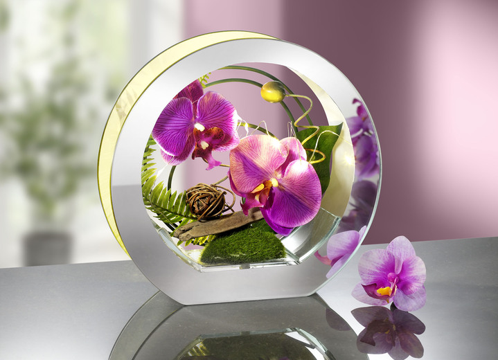 Kunst- & textielplanten - Verlichte orchidee in het glas, in Farbe LAVENDEL