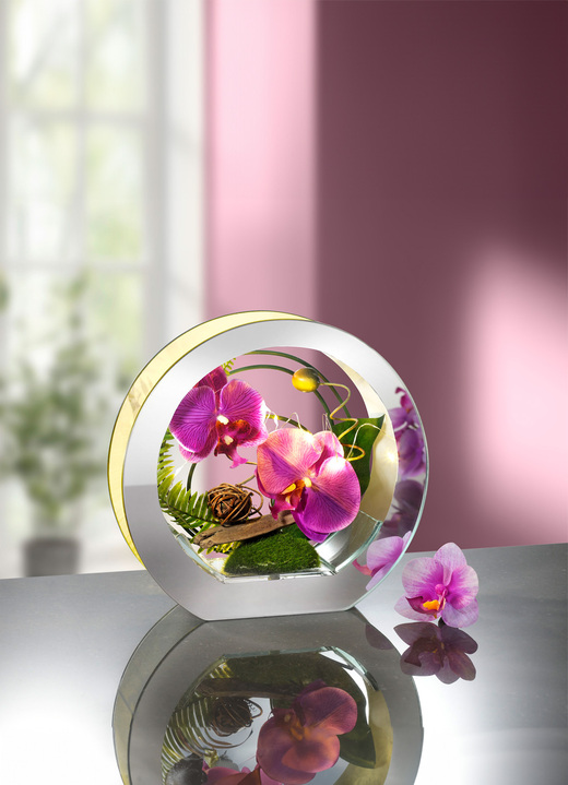 Kunst- & textielplanten - Verlichte orchidee in het glas, in Farbe LAVENDEL