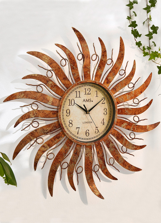 - Wandklok zon van metaal, in Farbe BRUIN