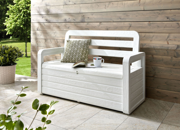 Tuin - Borstbank in mooie houtlook, in Farbe WIT Ansicht 1