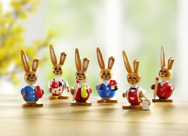 - Houten konijntjes, set van 6 - Houten konijntjes, set van 6, in Farbe MULTICOLOR, in Ausführung Konijnenbeeldjes