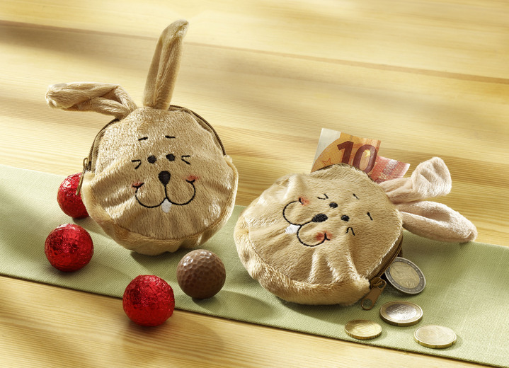 Cadeau-ideeën - Gevulde pluche konijnentasje set van 2, in Farbe BRUIN