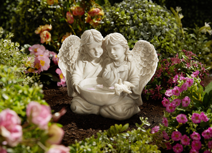Tuindecoraties - Vogel drankjes Angel Couple, in Farbe ANTIQUE-WIT