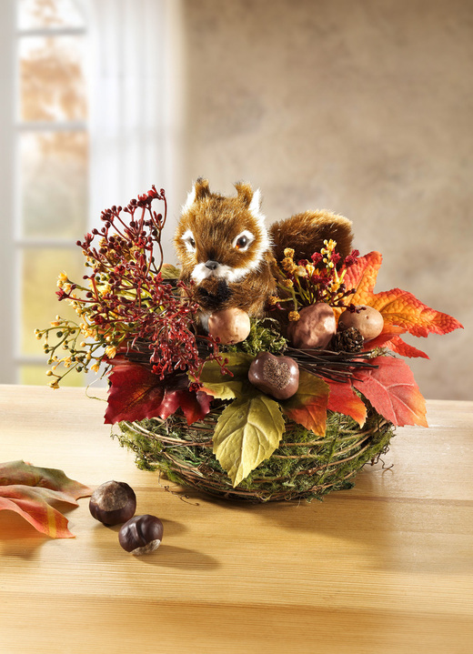 Kunst- & textielplanten - Herfst tafelarrangementen, in Farbe BRUIN