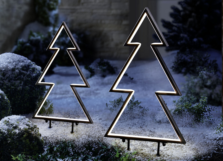 Wintertuin - LEIDENe metaalboom met aardepieken, in Farbe ZWART, in Ausführung Metalen LED-boom, klein
