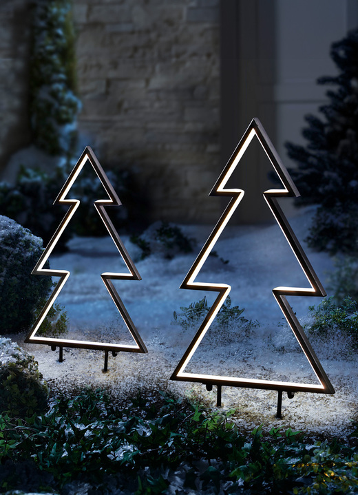 Tuin - Metalen LED-boom met grondpennen, in Farbe ZWART, in Ausführung Metalen LED-boom, klein