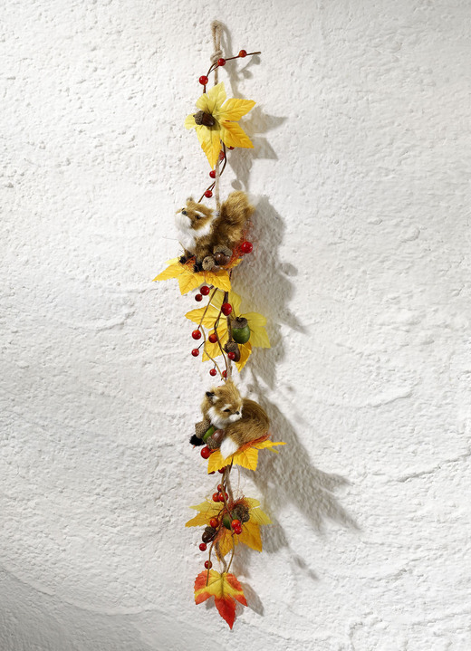 Kunst- & textielplanten - Decoratieve trailer met vossen, in Farbe BRUIN-GEEL-BT.