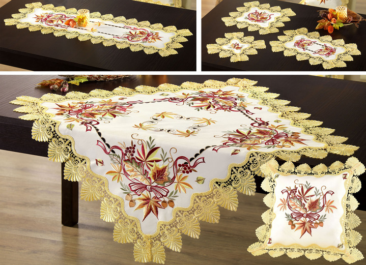 - Tafel- en kamerdecoratie, in Größe 101 (Kleedje, 35 x 50 cm) bis 404 (Kussensloop, 40 x 40 cm), in Farbe SECT-MEERKLEURIG Ansicht 1