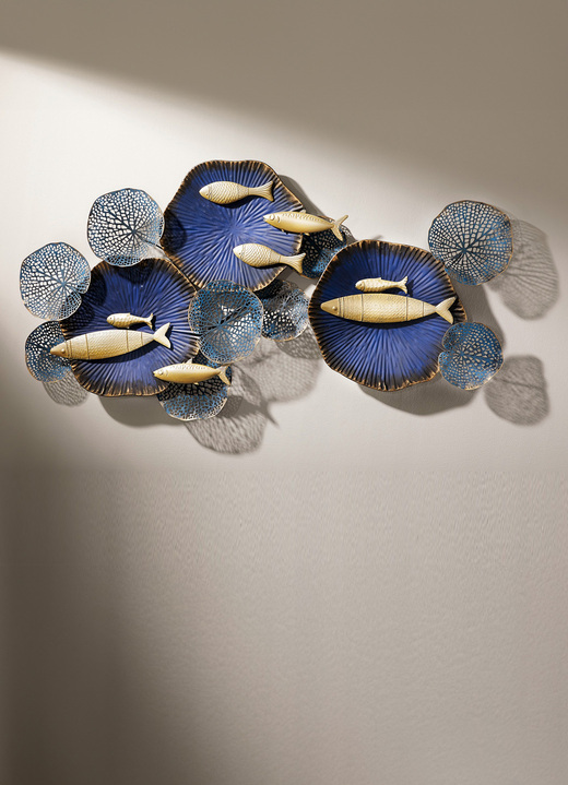 Metalen wanddecoraties - Wanddecoratie van metaal, in Farbe BLAUW-GOUD Ansicht 1