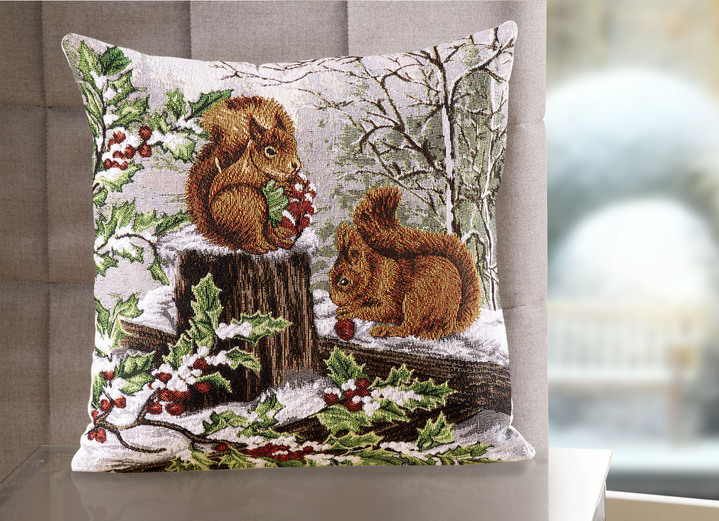 Dekokissen & Hüllen - Kissenbezug Eichhörnchen aus Gobelin, in Farbe BUNT